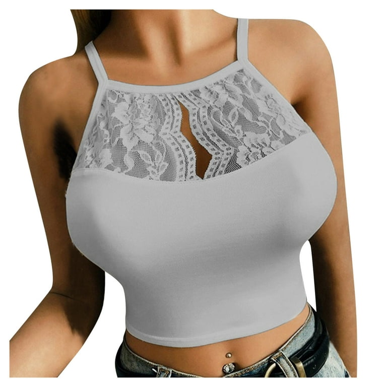 Women's Sheer Lace Cami Crop Top Stretch Spaghetti Strap Crop Cami Bra Sexy  Bralette Bustier Breathable Bra Black at  Women's Clothing store