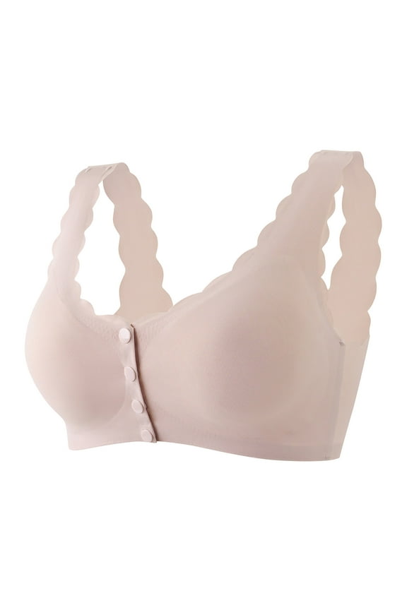 Nursing Bras Women's Plus Szie Daily Push Up Breathable Front Button Bralettes Maternity Bras Pink L