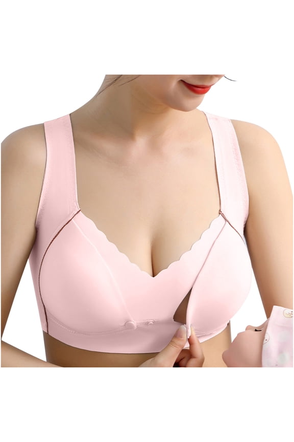 Nursing Bras for Breastfeeding Seamless Maternity Bras Pregnancy Sleep Bralette Front Closure Wirefree T-Shirt Bra