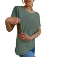 thumbnail image 1 of Nursing Breastfeeding Shirts for Maternity Women Summer Comfort Tops Friendly Zip T Shirts Women's Solid Color Round Tie Zipper Loose Casual Short Sleeved Top Army Green L, 1 of 5