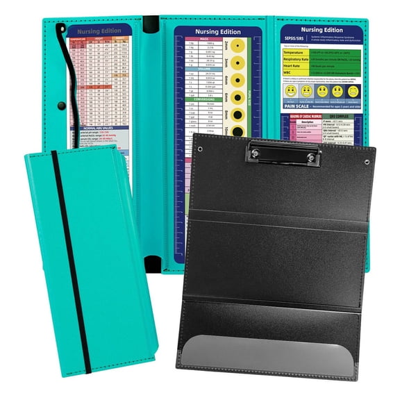Nursing Clipboard, Foldable 3 Layers Nurse Clipboard with Quick Access Medical References and Nursing Cheat Sheet Notepad for Students, Nurses, Doctors and Medical Staff(Dadrk Blue)