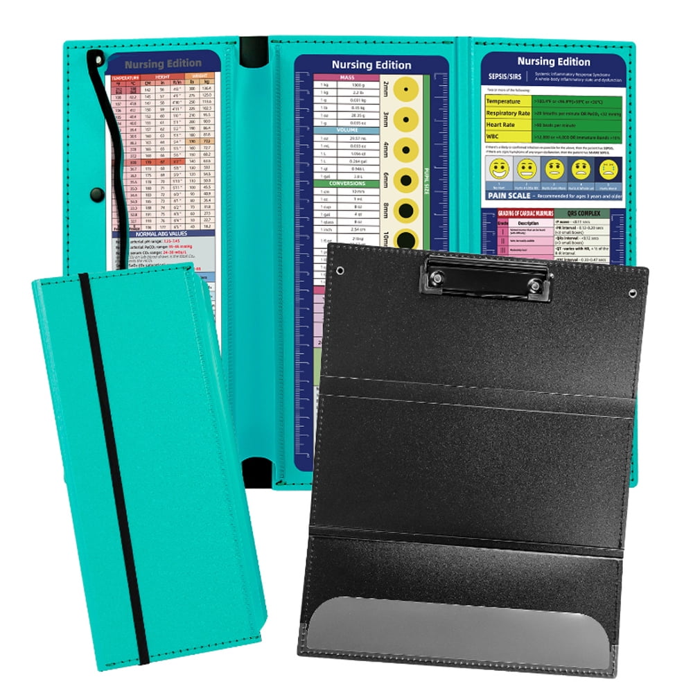 Nursing Clipboard Foldable with Cheat Sheets, Storage & Pen Holder