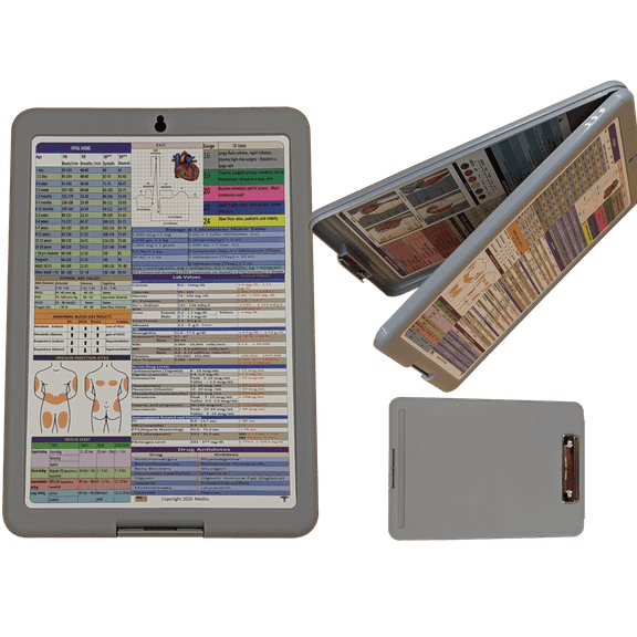 Nursing Clipboard -Nurse clipboard that provides quick access to clinical references - perfect for rotations (Gray)