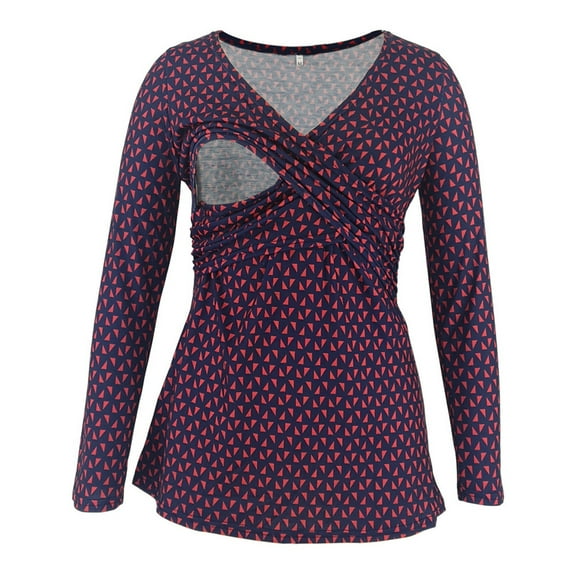 Nursing Clothes for Women Maternity Shirts Long Sleeve Fall Winter Solid V Neck Casual Breastfeeding Shirts Blusas Lactancia Materna