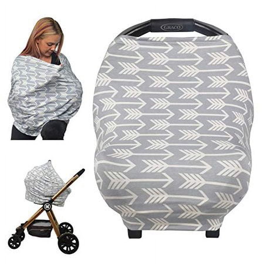 HUA TRADE 2-in-1 Nursing Cover & Baby Car Seat Cover Infant Car Seat Cover, Black & White Pack