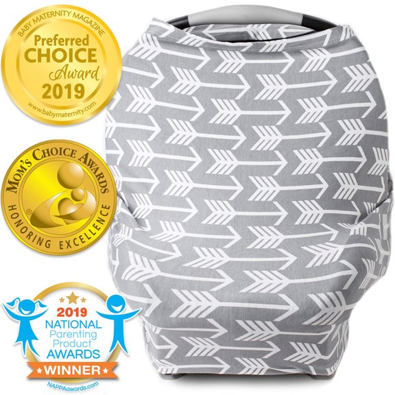 Nursing Cover Carseat Canopy, LNKOO Baby Breastfeeding Cover, Car Seat Covers for Babies, Multi Use Nursing Scarf, Infant Stroller Cover, Boys and Girls Best Gifts