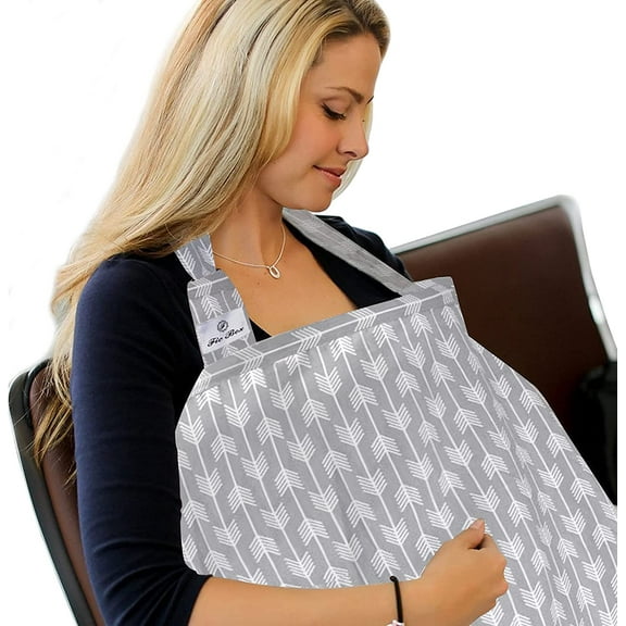 Nursing Covers for Breastfeeding,Lightweight Breathable Cotton Privacy Breast Feeding Cover with Adjustable Strap (Grey)
