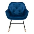thumbnail image 1 of Nursing Glider Rocking Chair, Toweling Fabric Upholstered Accent Chair Rocker Chair with High Backrest & Armrest, Modern Wood Armchair Single Sofa Chair for Living Room Bedroom Nursery, Navy, 1 of 7