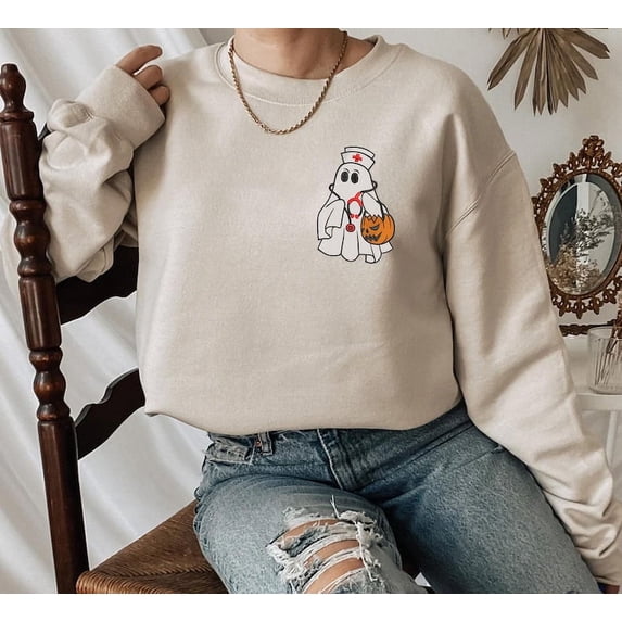 Nursing Halloween Embroidered Sweatshirt