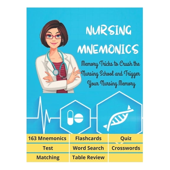 NURSING MNEMONICS - 163 Mnemonics, Flashcards, Quiz, Test, Word Search, Crosswords, Matching, Table Review: Best Help St, (Paperback)