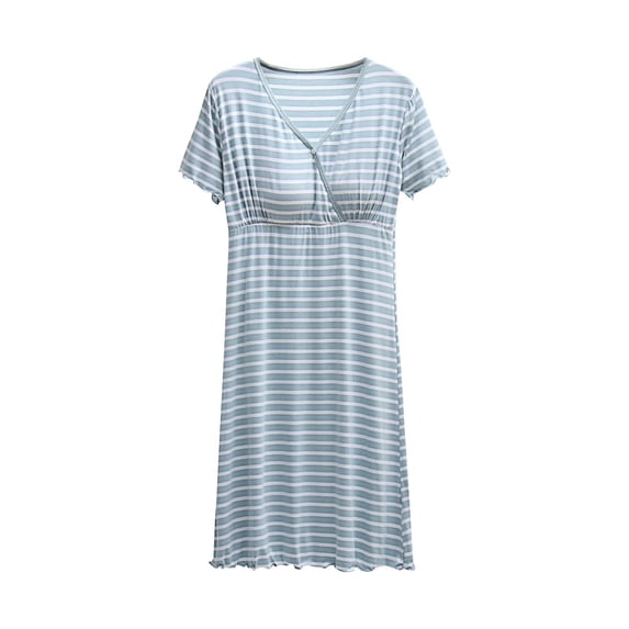 Nursing Nightgown Delivery and Labor Gown for Hospital Short Sleeve Maternity Breastfeeding Dress