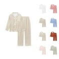 thumbnail image 1 of Nursing Pajama Sets – Button Up Cotton Lounge Wear for Women, Comfortable Sleepwear for Moms Women's Satin Solid Long Sleeve Pajama Set Comfort Loungewear, 1 of 5