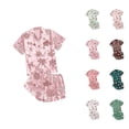 thumbnail image 1 of Nursing Pajama Sets – Button Up Pajamas & Modal Lounge Sets Women's Casual Printed Pyjama Set Silk Satin Short Sleeve Button Down Top And Shorts Set, 1 of 4