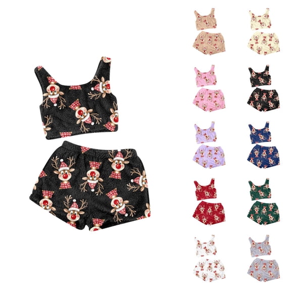 Nursing Pajama Sets – Lounge Sets for Women & Postpartum Recovery Sets Ladies' Christmas Casual Two Piece Set Solid Color Tank Top Short Top Shorts Home Clothes Pajama Set