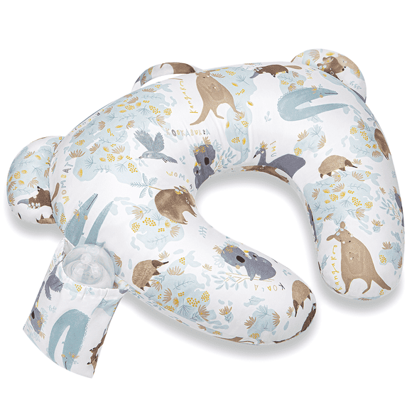 CshidWorld Cute Nursing Pillow, Ergonomic Breast Feeding Pillows for Mom, Enhanced Comfort, with Removable Pillow Cover/ Handy Side Pocket, Breastfeeding Essentials, Multifunctional Support Cushion