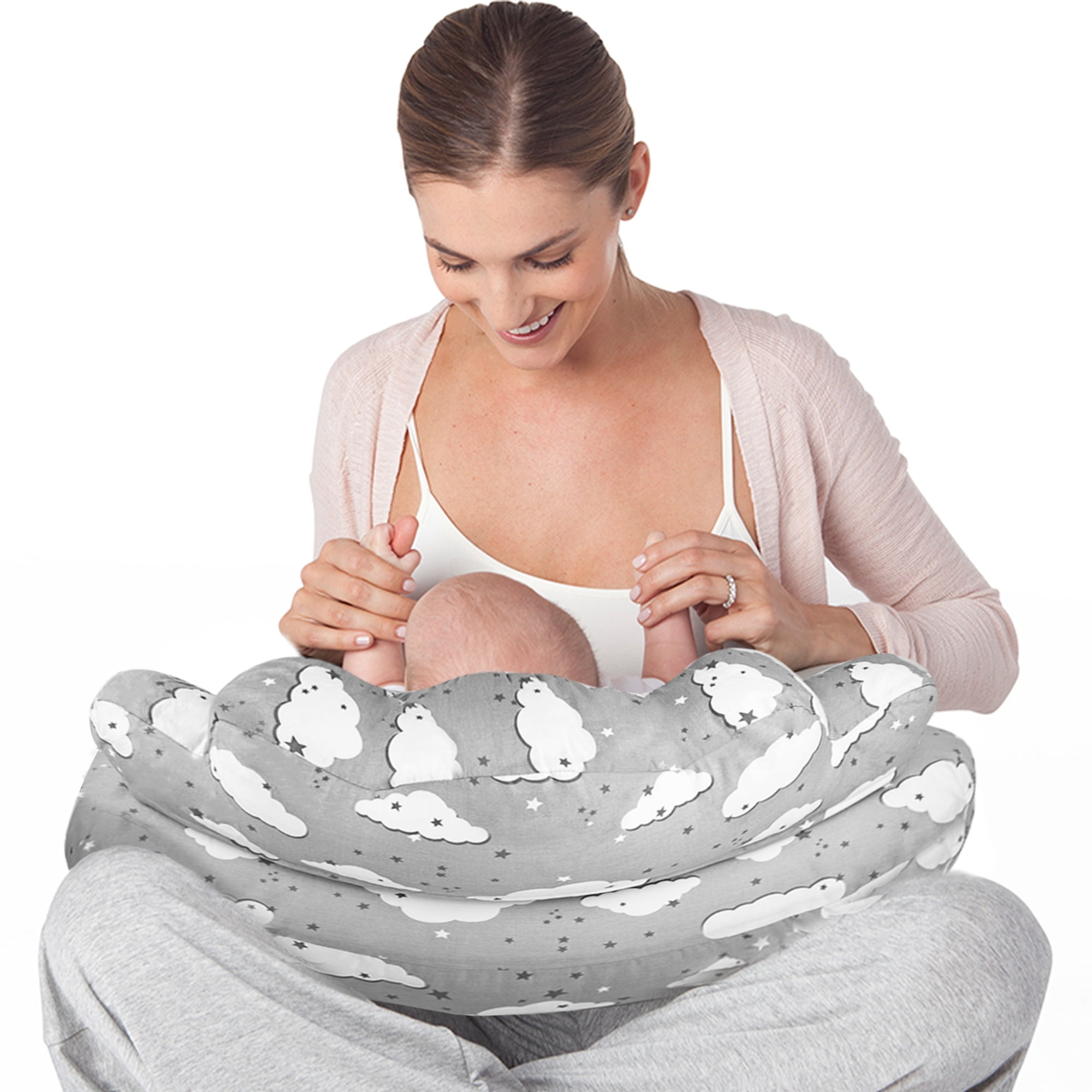 Rupoun Nursinfg Pillow with Waist Strap for Breastfeeding, Grey