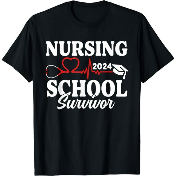 Nursing School Survivor 2024 RN ER Graduation Nurse Grad T-Shirt