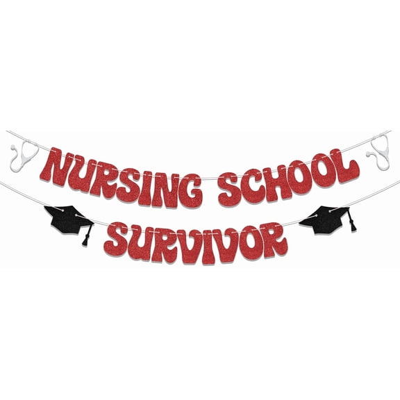 Nursing School Survivor Banner, Congrats Nurse Grad Party Decorations, Medical School Graduation Decorations, Nursing Graduation Party Supplies