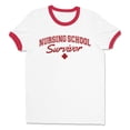 thumbnail image 1 of Nursing School Survivor Ringer Tee Shirt Unisex 2X-Large White/Red, 1 of 5