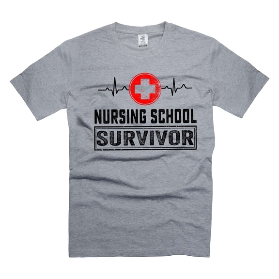 Nursing School Survivor Shirt Funny Nursing Shirts Graduation Shirts Nursing Graduation Shirts (Small Grey)