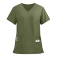 thumbnail image 1 of Nursing Scrubs 2025 Womens Cute Pattern Workwear Short Sleeve V Neck Holiday Stretch Medical Uniforms Tops with Pockets 3XL Polyeste, 1 of 4