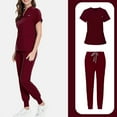 thumbnail image 1 of Nursing Scrubs For Woman Matching Set,Womens Scrub Sets with Mandarin Collar,Unisex Jumpsuit Workwear,Medical Uniform for Doctors, Nurses, Beauty Salons - Wine - M, 1 of 5