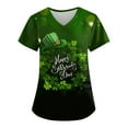 thumbnail image 1 of Nursing Scrubs for Women St Patrick's Day Print Ydkzymd Nursing Holiday Uniform Workwear Luck Clover V Neck Scrub Tops Graphic Short Sleeve Green Shirts Dark Green S, 1 of 3