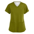 thumbnail image 1 of Nursing Scrubs Womens Cute Pattern Workwear Short Sleeve V Neck Holiday Stretch Medical Uniforms Tops with Pockets 2025 XL Polyester, 1 of 4