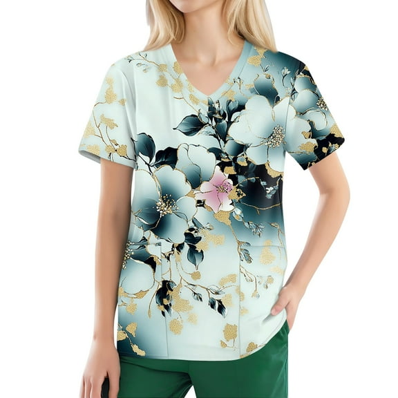 Nursing Scrubs for Women,Moisture-Wicking Nurse Tops for Women - Breathable V-Neck Scrub Top with Chest Pocket - Mint Green - XXL