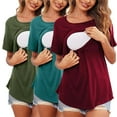 thumbnail image 1 of Nursing Shirts for Breastfeeding Short Sleeveless Ruffle Pregnancy Tunic Tops Solid Color Loose Comfy 3 Piece Maternity Clothes on Clearance, 1 of 8