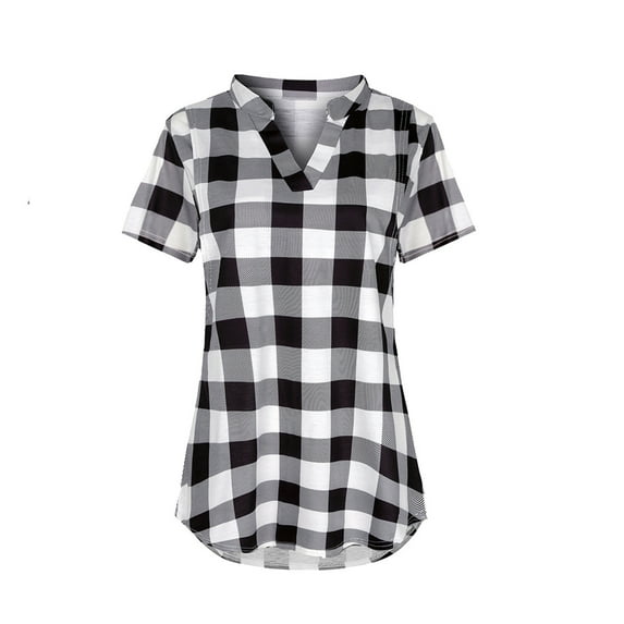 Nursing Shirts for Breastfeeding Short Sleeveless V Neck Pregnancy Tunic Tops Fashion Plaid Print Comfy Maternity Clothes on Clearance