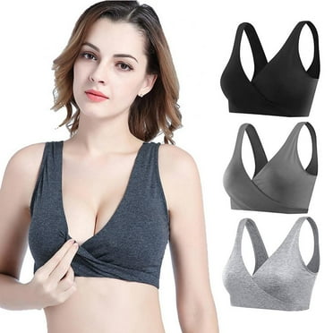 Nursing Sleep Bra Breastfeeding Bras Wireless Maternity Wide Band Shoulder Straps Bra, 3 Pack