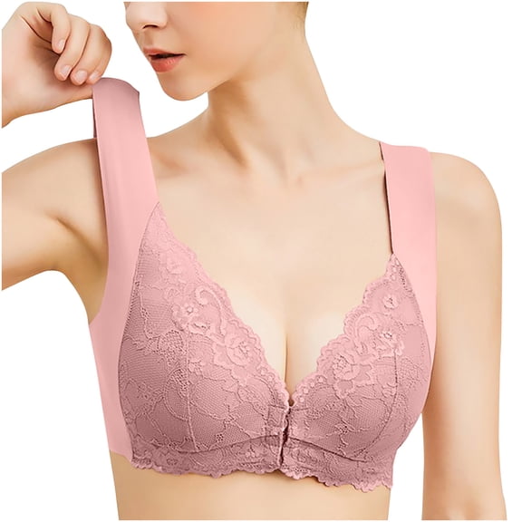 Nursing Sleep Bra Women Pullover Bra Feature V-Neck No Underwire Bra Style W-1658 Pinks L