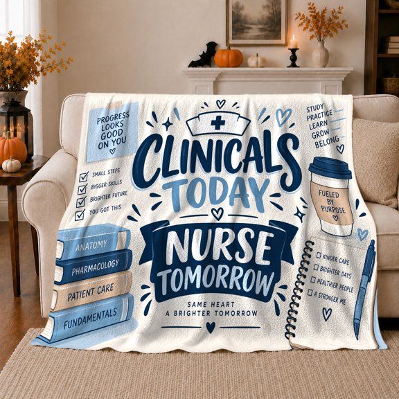 Nursing Student Clinicals Motivation, Festive autumn celebration Scene, Warm Flannel Blanket for Living Room and Reading Nook, Art Lovers autumn celebration Gift, Festive Home Decor