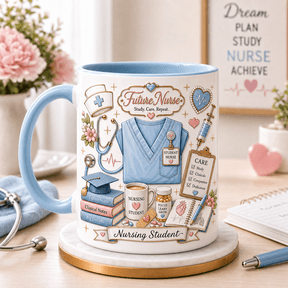 Nursing Student Gift Ceramic Coffee Mugs, Future Nurse for RN LPN Graduation 11 oz 15 oz