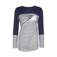 thumbnail image 1 of Nursing T shirt Color Block Maternity Long Sleeve Top for Breastfeeding Pregnancy Shirt&nbsp; Ladies Fashion Solid Color Stripe Print Short Sleeve Maternity Breastfeeding Clothe Top, 1 of 5