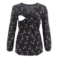 thumbnail image 1 of Nursing T shirt Maternity Long Sleeve Top for Breastfeeding Pregnancy Shirt&nbsp; Ladies Fashion Flowers Leaf Print Long Sleeve Maternity Breastfeeding Clothe Top, 1 of 4