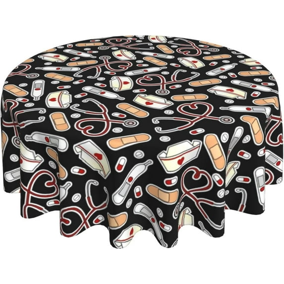 Nursing Tablecloth Round 60 Inch Table Cloth Cover Mat Holiday Party Decoration for Dining Room Home Kitchen Picnic
