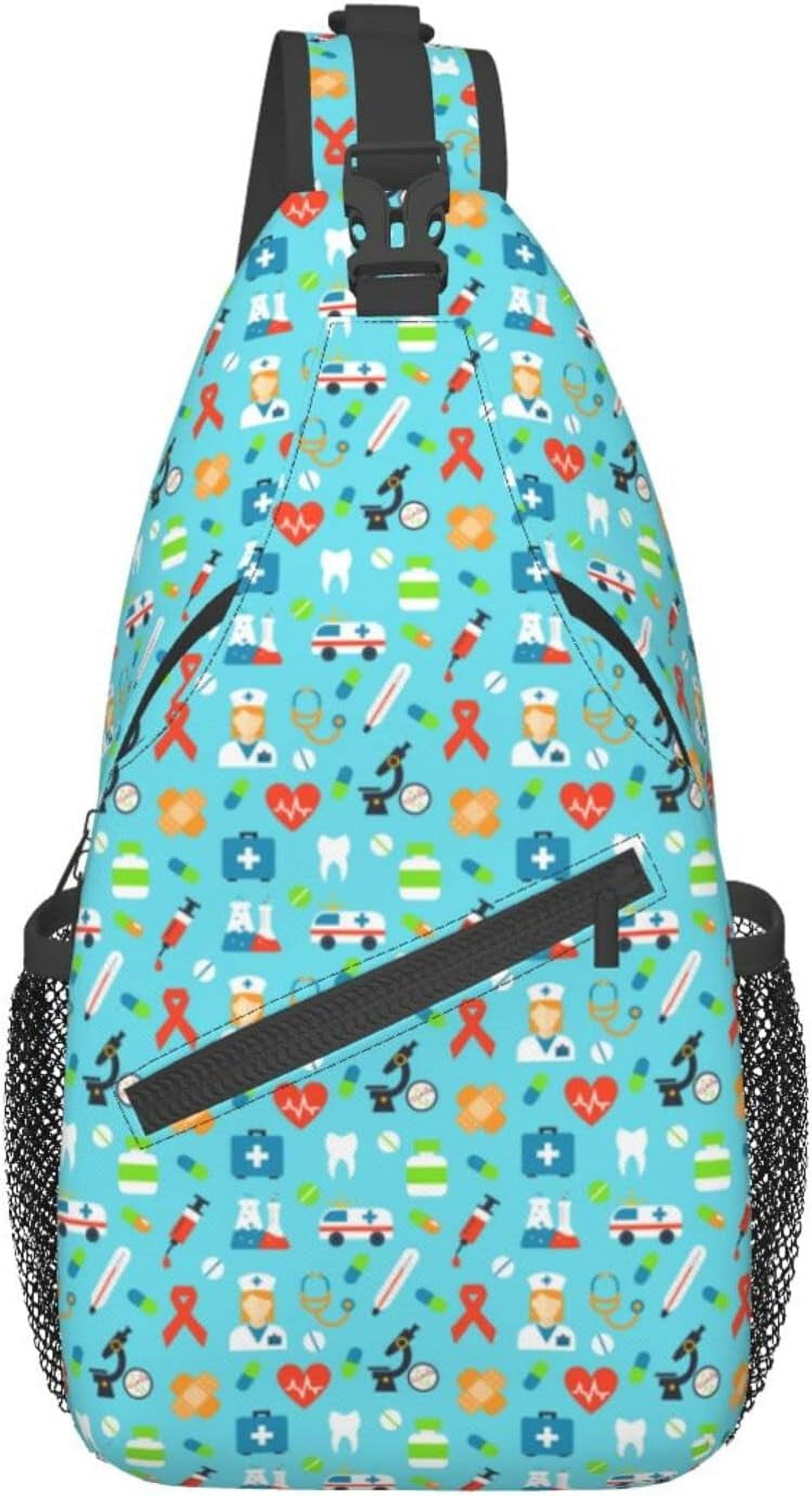 Nursing Theme Pattern Sling Bag Crossbody Hiking Travel Chest Bags Backpack Shoulder Daypack for Women Men