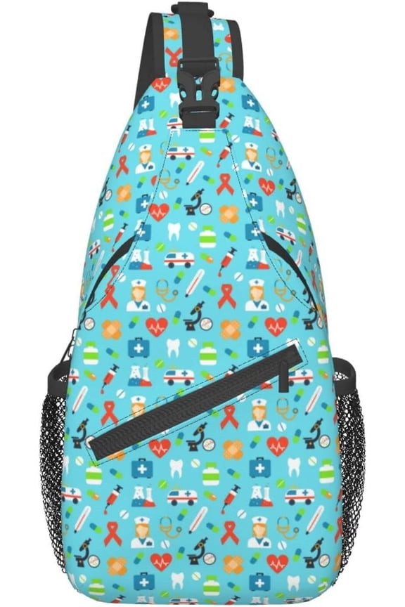 Nursing Theme Pattern Sling Bag Crossbody Hiking Travel Chest Bags Backpack Shoulder Daypack for Women Men
