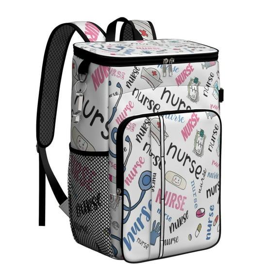Nursing Themed Cooler Backpack, Leakproof Insulated Lunch Backpack with Cute Future Nurse Design for Medical Staff