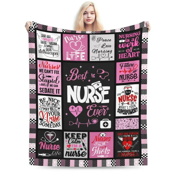 Nursing Throw Blankets, Gifts for Adult Blanket, Lightweight Cozy Warm Flannel Blankets Throw for Home Decor Bed Couch 50"x40"