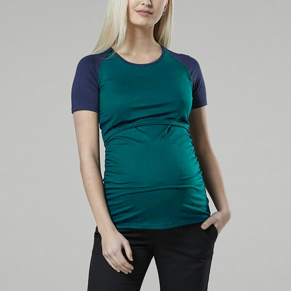 Nursing Tops Summer Breastfeeding Tshirt Short Sleeve Soft Feeding Tee for Women Green M