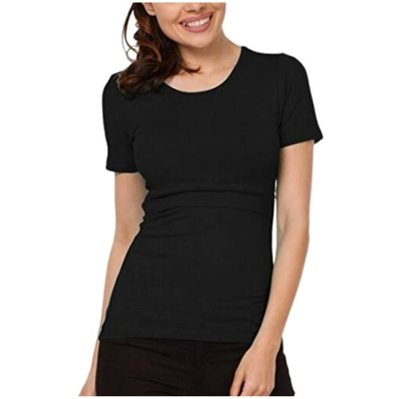 Nursing Tops Women's Fashion Short Sleeve Cotton T-Shirt Nursing Maternity Top Tunic Tee Top Blouse Black L