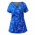 thumbnail image 1 of Nursing Tops for Breastfeeding Women Fashion Flower Printed V Neck Short Sleeve Casual Pregnancy Clothes Maternity Shirt Blusas Lactancia Materna, 1 of 6