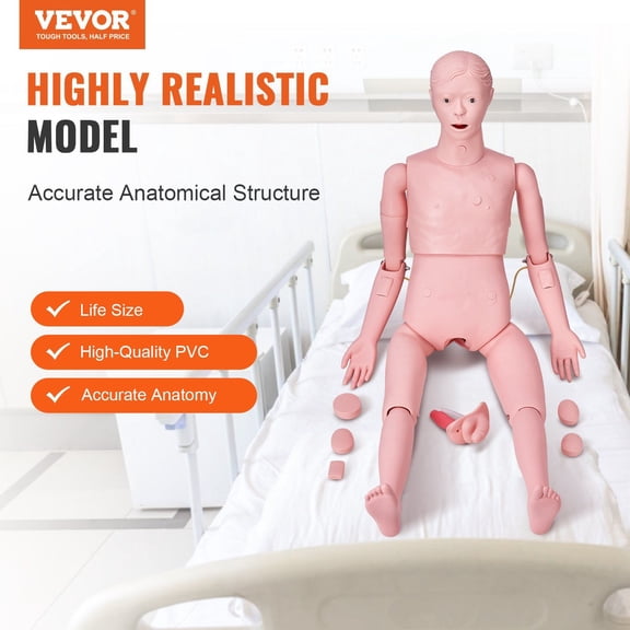 Nursing Training Manikin,Male Life Size Demonstration Human Manikin for Nursing Training,Multifunctional Education Teaching Model Supplies,PVC Anatomical Mannequin Body Care Simulator Model