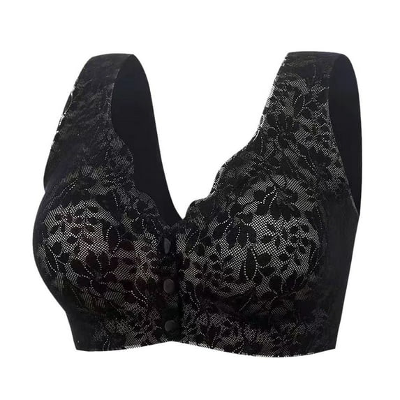 Nursing Underwear Mother's Cotton Front Buckle Anti-sagging Thin Maternity Underwear Mother's Wireless Underwear Women Front Button Bra Breastfeeding Underwear BLACK L