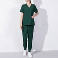 thumbnail image 1 of Nursing Uniforms Scrub Set Reduced Price ! RYDCOT Women's Short Sleeved Solid Color Pocket Protective Suit Sets Army Green (M), 1 of 3