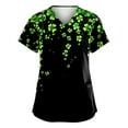 thumbnail image 1 of Nursing Uniforms Shirts Women Irish Shamrock Printed V Neck Breathable T-Shirts Short Sleeve Professionals Soft Stretch St. Patrick's Day Scrub Tops with Pockets green XX-Large, 1 of 4