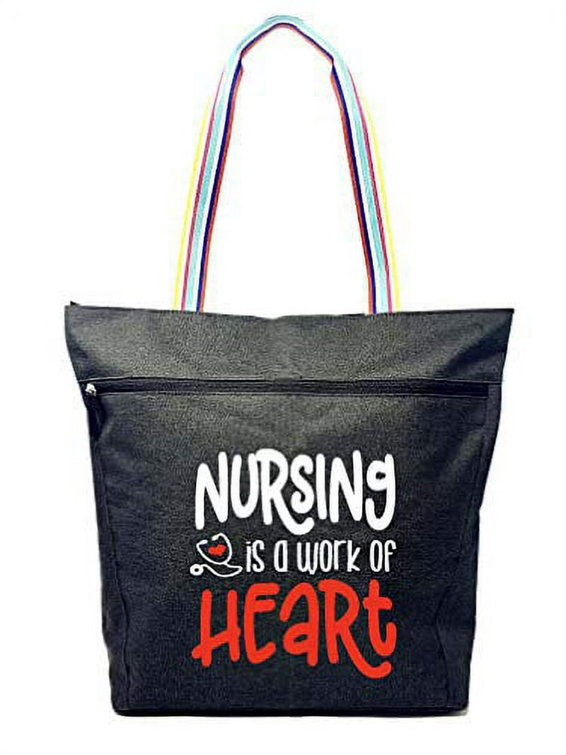 Nursing is a Work of Heart Cute Inspirational Zippered Tote Bag
